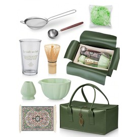 Shoxil Matcha Whisk Set – Premium 7-Piece Traditional Matcha Set with Bamboo Whisk, Matcha Cup, Sifter & Green Leather Case – Complete Tea Accessories & Gift Set