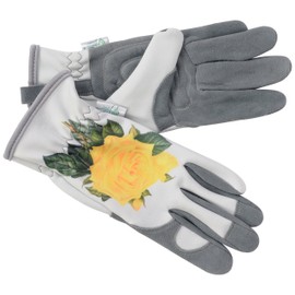 Gold Leaf RHS COLLECTION HAMPTON Ladies Comfortable Deerskin Leather Gardening Gloves Yellow Rose - Great Gift