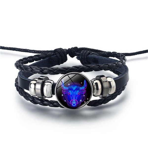 Rozozo Black Twelve Zodiac Spirit Bracelet - Adjustable Leather Bracelet