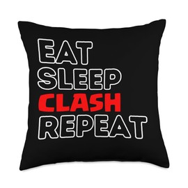 Eat Sleep Clash Repeat Video Game Royale Video Gamer Throw Pillow