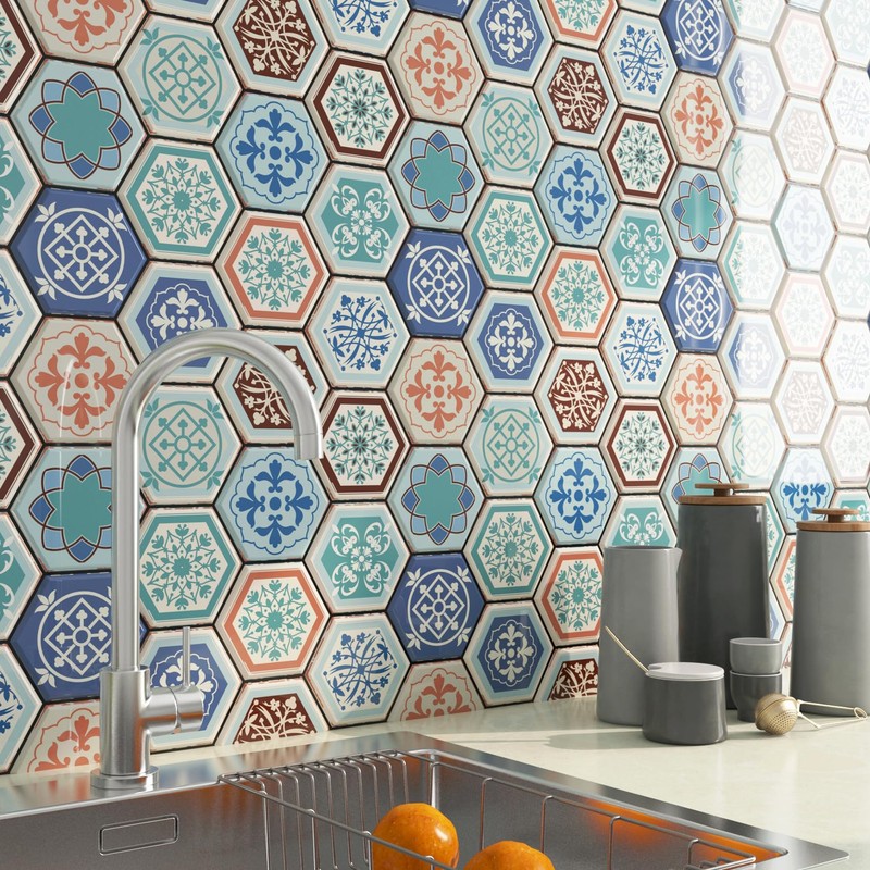 FunStick 15 Pcs Teal Blue Peel and Stick Tile Backsplash
