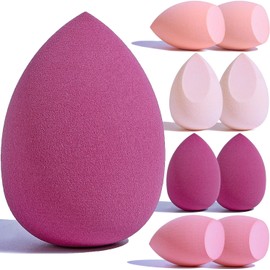8 piezas esponja maquillaje,3 formas disponibles,para Juego de Esponjas de Maquillaje Facial, uso Seco y Húmedo,esponjas faciales maquillaje（Rosa）