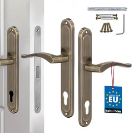 KOTARBAU® Door Handle Interior Doors PZ Door Handle 90 mm Patina Door Handles Long Plate Door Handle Set Room Door Lock Door Fitting for Interior Doors Door Lock Handle Set with Cylinder Insert