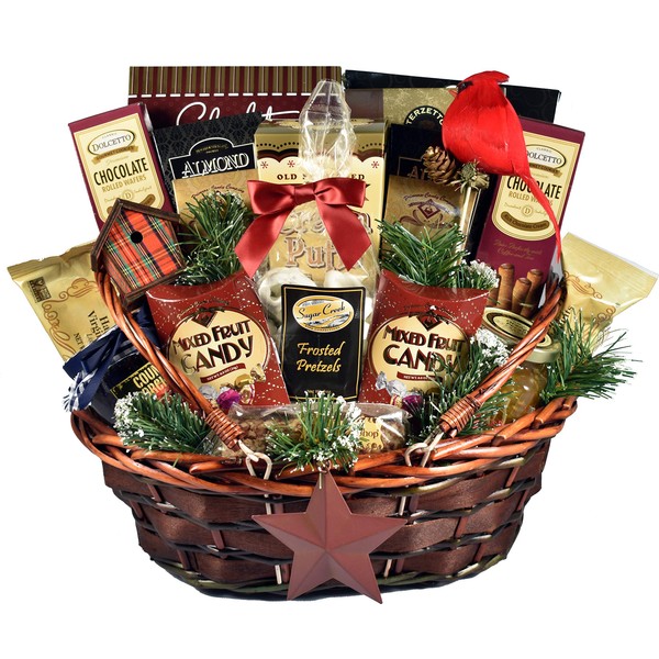A Bountiful Holiday Harvest - Holiday Gift Basket Loaded With Traditional Holiday Cookies Candies and Chocolates, 11 Pounds