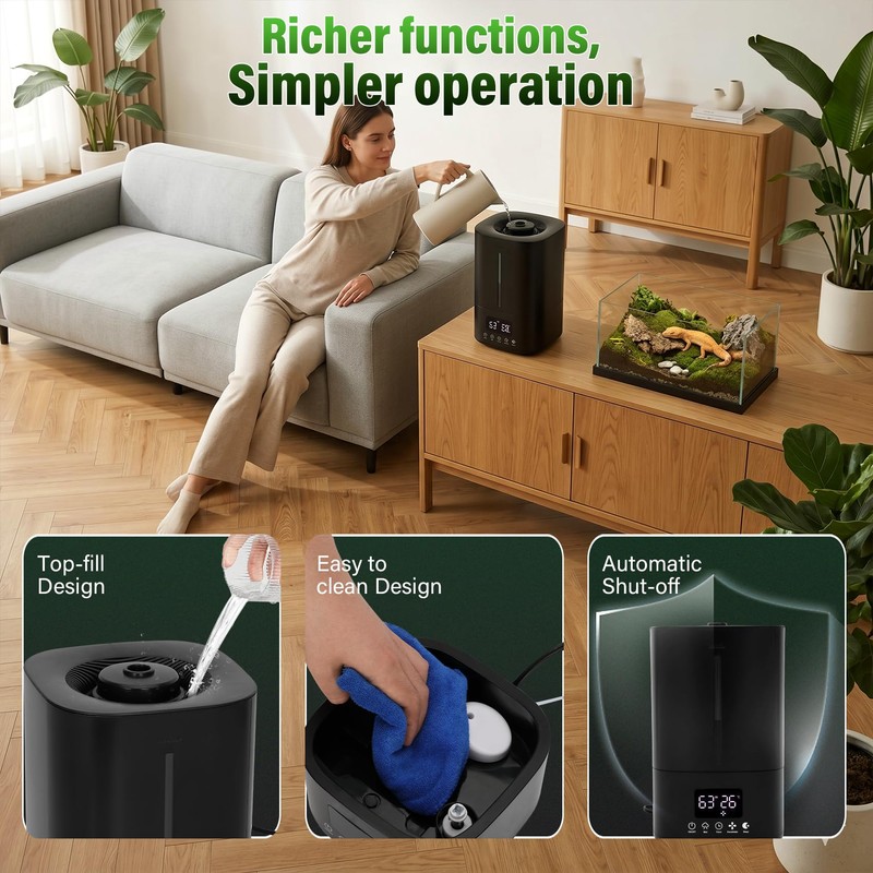 Automatic Reptile Fogger Humidifier with Smart Humidity Control, 5L Large