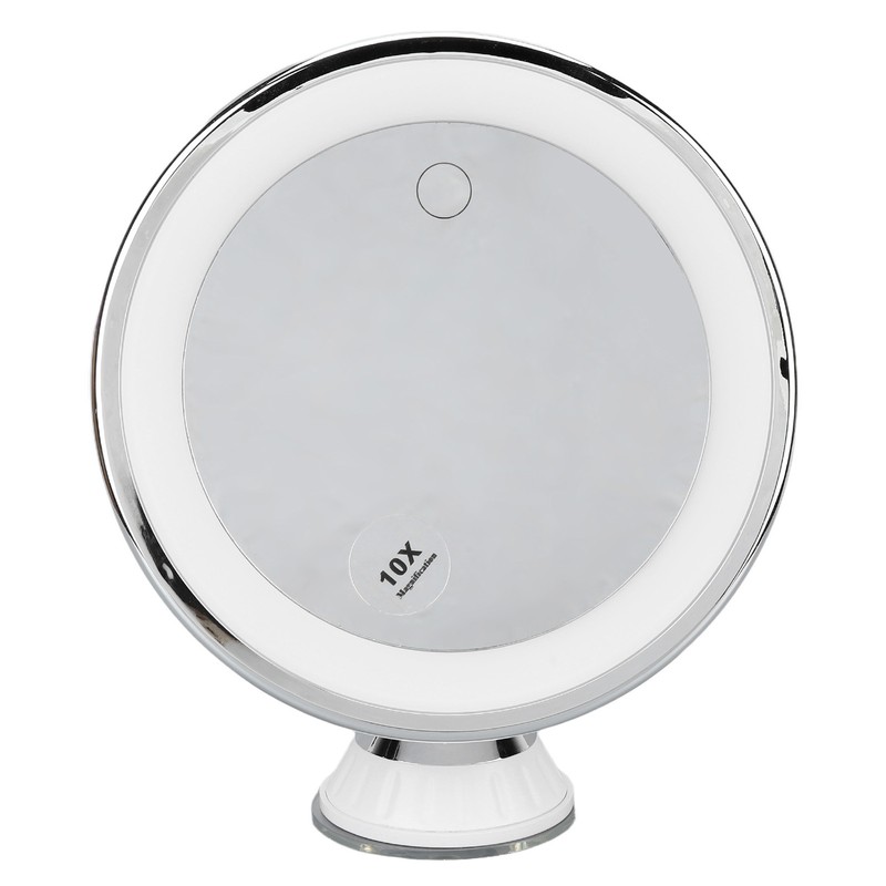 Suction Cup Makeup Mirror 10x with 3 Light Colors Battery