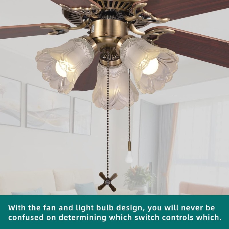 TWLITE 42 Inch Indoor Ceiling Fan with Pull-chain and Three