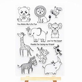 WooYangFun Craft 1pcs Giraffe Zebra Lion Elephant Animals Clear Stamp for Card Making Decoration and Scrapbooking 11x15cm