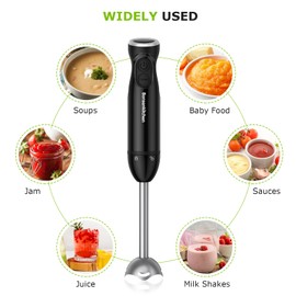 Bonsenkitchen HB3201 Blender Electric 1000 W Purée Stick Stainless Steel Continuous Speed Stirring Rod for Baby Food, Soup, Smoothies, Puree, Sauce Hand Blender, Black