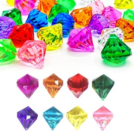 Acrylic Diamonds Children, Acrylic Diamonds, Pack of 30 Diamonds Colourful Children, Diamond Crystals Transparent Gemstones for Children's Birthday, Large Decorative Diamonds for Wedding, Vases, Table