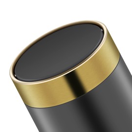 Kingchilla 1.5 Liter Mini Trash Can with Lid, Metal Small Tiny Trash Can, Countertop Trash Can for Desk Office Coffee Table, Swing Top Trash Bin, Black