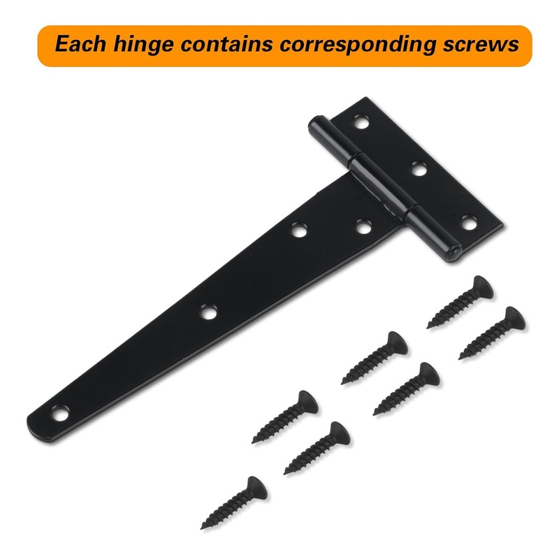 2 Pack T Hinges 200mm (8") with Screws, Heavy Duty