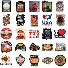 53Pcs Las Vegas Stickers Pack, Aesthetic Vinyl Waterproof Sticker Decals for Water Bottle,Skateboard,Laptop,Phone,Journal,Scrapbooking,Car,Bumper for Kids Teens Adults for Party Supply Reward