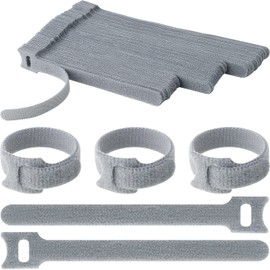 Pasow 60pcs Fastening Microfiber Cloth Cable Ties Wire Management (6/7/8 Inch, Grey)