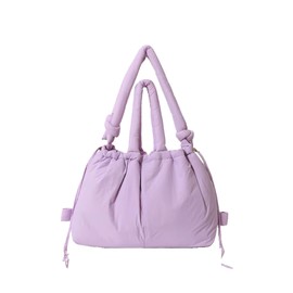 LESCATO New Puffy Tote Bag for Women Soft & Lightweight Puffer Women Handbag Large Puffy Lady's Bag Backpack Shoulder Bag (Purple)