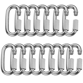 15 Pack Quick Links 1/4 inch, Stainless Steel Oval Locking Carabiner 620lb Capacity, Heavy Duty M6 Threaded Chain Links for Camping, Hiking, Swing, Fishing and Gym