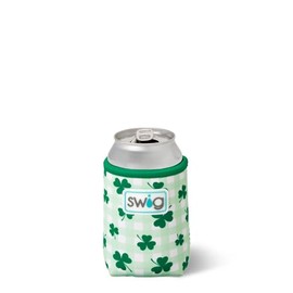 Swig Life Standard Can Coolie, 12oz Can Holder, Neoprene Insulated Cooler with Pocket, Covers for Standard 12 oz Beer Bottles, Beach Accessories for Women (Shamrock The Block)