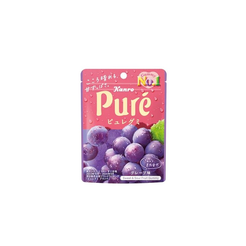 Kanro Pure Gummy Grape, 2.0 oz (56 g) x 6