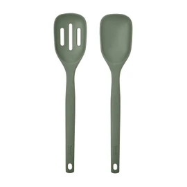 Tovolo Elements Silicone Spoon Set of 2 Mixing and Slotted Spoon Bundle for Non Stick Cooking Mixing Serving, Dishwasher Safe Heat Resistant Slotted Spoon and Mixing Serving Spoon, Thyme Green