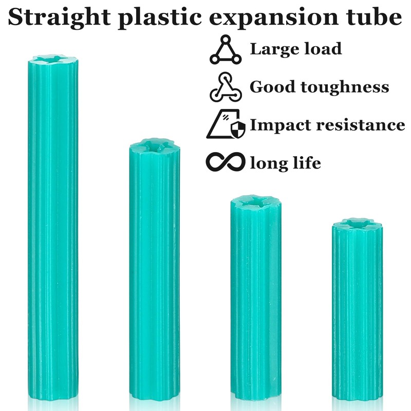 Lineshading 500pcs Expanding Plastic Screw Anchors 1/4" Hole Green Plastic