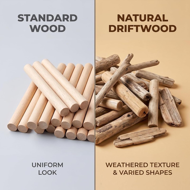 20 Pcs Natural Driftwood Pieces Branch Slices Craft Sticks Beach