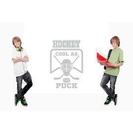 Hockey Helmet Cool As Puck Boys Room Sports Vinyl Wall Decal Sticker (White, 21 X 31 in)