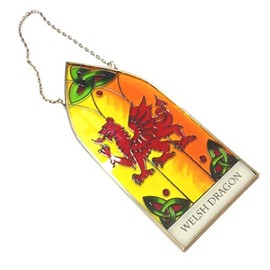 Welsh Dragon Gothic Panel Stained Glass Window Hanging Sun Catcher Decoration Emblem Antique Vintage Gifts