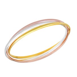 AeraVida Chic Tricolor Triple Tangle Hoop .925 Sterling Silver Bangle Bracelet