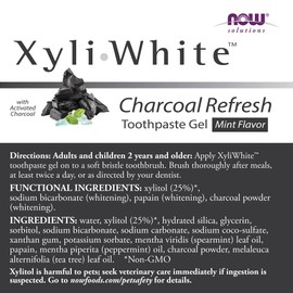 NOW Solutions, Xyliwhite™ Toothpaste Gel, Charcoal Refresh With Activated Charcoal, Cleanses and Whitens, Fresh Taste, 6.4-Ounce
