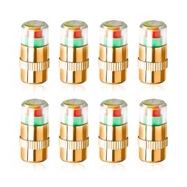 NYTKL 8PCS Tire Pressure Monitor Valve Stem Caps, 2.4 Bar 36PSI Pressure Monitor Stem Covers with 3-Color Eye Alert, Easy to Read Sensor Indicator Tire Valve Cap for Most Car Truck SUV (Golden)