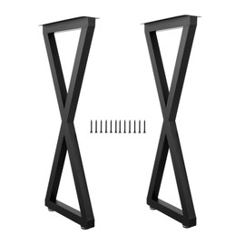 ALLCOS Metal Bar Table Legs, 36 Inch Heavy Duty Dining Table Leg with Adjustment Feet Furniture Legs, Black, Set of 2