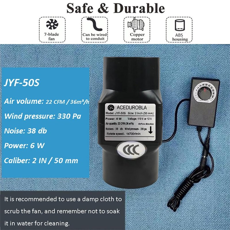 2 inch Inline Duct Fan, 2'' 22 CFM Ventilation System