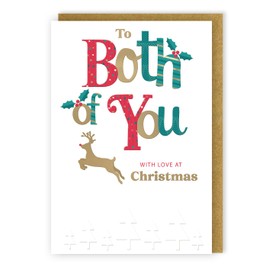 to Both of You with Love Festive Cheer Jolly Reindeer Christmas Greeting Card XFC047