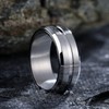 King Will 8mm Mens Women Silver Groove Spinner Stainless Steel