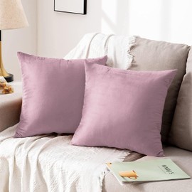Hafaa Pink Velvet Cushion Covers 45 x 45 cm - Decorative Throw Pillow Covers - Set of 2 Square Pillowcases for Sofa Bedroom Couch, 18x18 Inches
