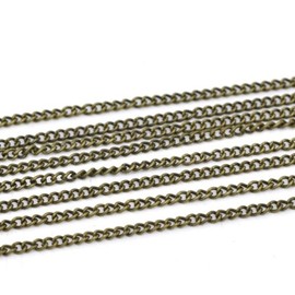 Pack of 5 Metre Antique Bronze 3mm x 2.2mm Open Curb Link Chain for Jewellery Making Crafts, Scrapbooking or Cardmaking