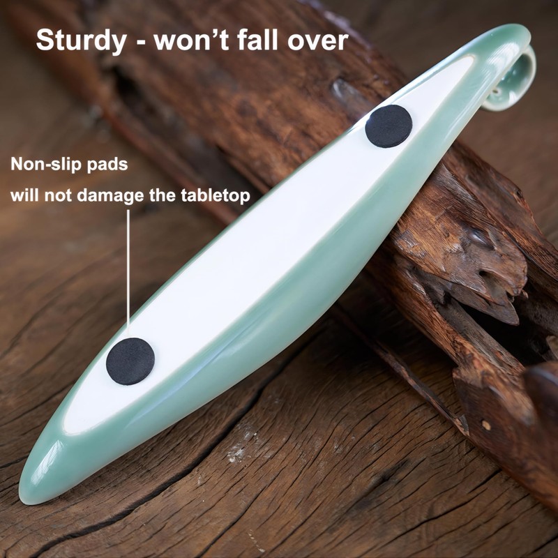 Kintiva Leaf Boat Ceramic Incense Holder, Ash Catcher Burner for