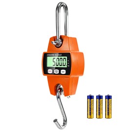 Digital Hanging Scale, 1102lb/500kg Handheld Crane Scale, Small Crane Scale with LCD Display and Hooks, Aluminum Alloy Body for Hunting, Outdoor, Luggage, Farm (Orange)