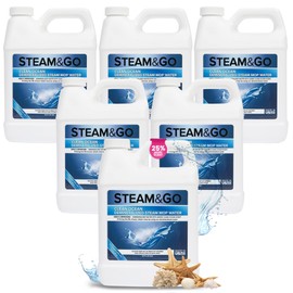 Steam and Go Demineralized Water - Multi-Surface Cleaning Solution for Steam Mop, Ready-to-Use Floor Cleaner, No PVC, Ideal for Home & Office, Compatible with Any Mop - Clean Ocean, 32oz, Pack of 6