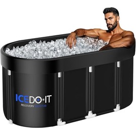Tomaje Upgrade 129 Gal XL Large Oval Ice Bath Tub for Athletes, Collapsible Cold Plunge Tub-Multiple Layered for Post-Exercise Recovery, Portable Bathtub for Home, Gyms, Indoor, Outdoor use