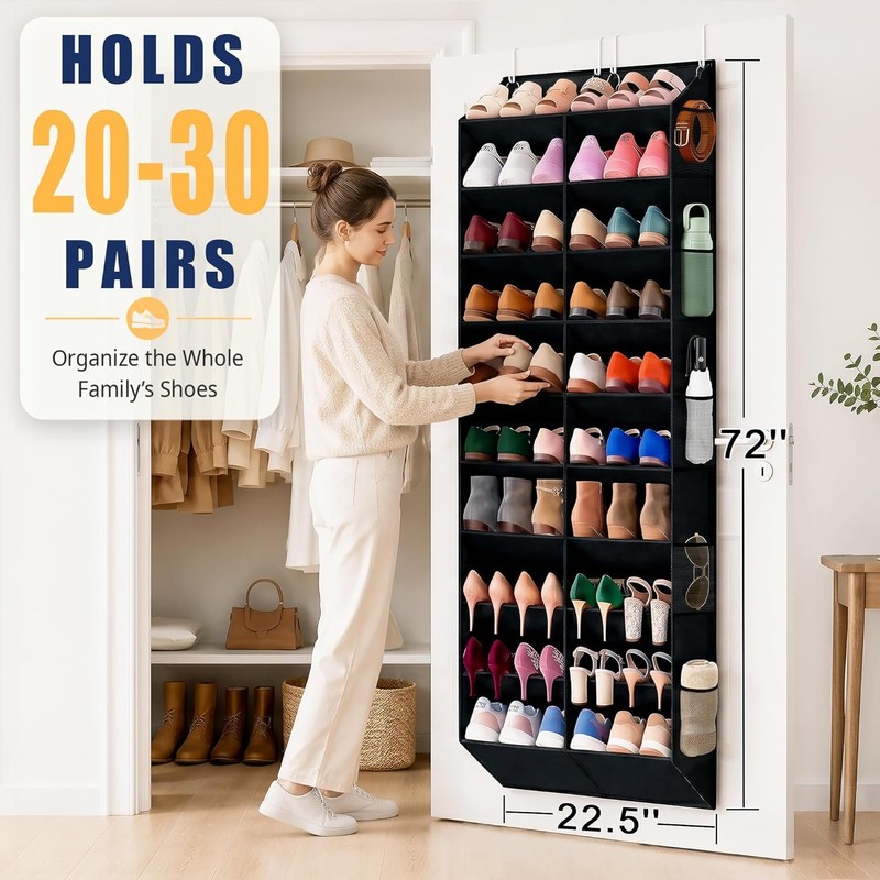 30 Pairs Over the Door Shoe Storage with 20 Wide