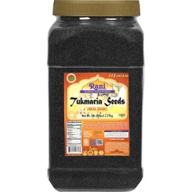Rani Tukmaria (Holy Basil Seeds) 80oz (5lbs) 2.27kg PET Jar Used for Falooda / Sabja Dessert, Spice & Ayurveda Herbal ~ All Natural | Gluten Friendly | NON-GMO | Kosher | Vegan | Indian Origin