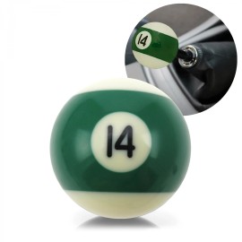 American Shifter Company Green Stripe Number 14 Billiard Pool Ball Custom Shift Knob - Steel 16mm Insert