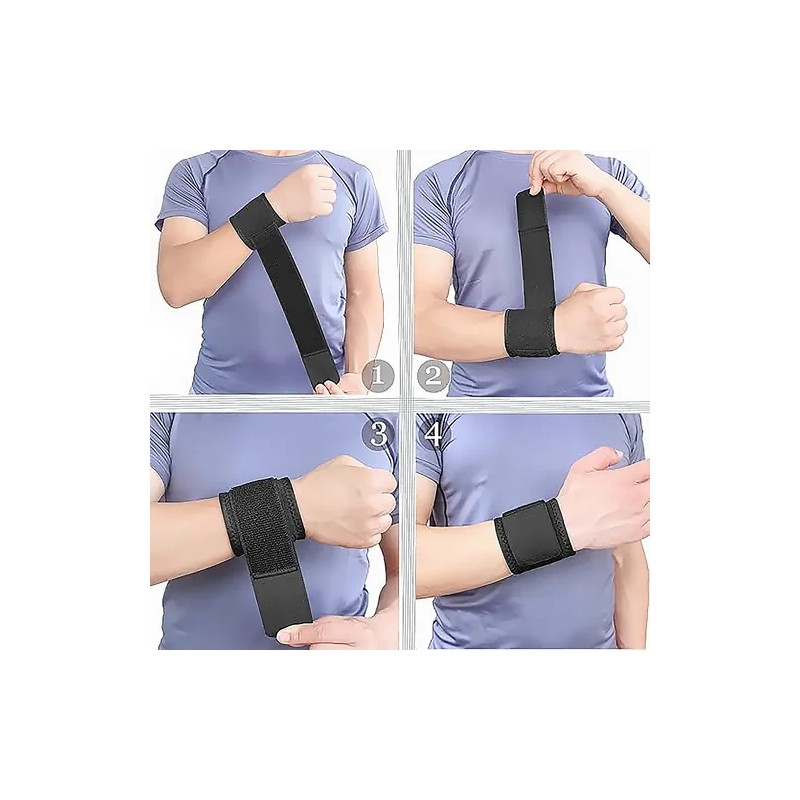 Set Rodillera Elástica y Muñequera Deportiva HLCassCo Negro Crossfit Gym