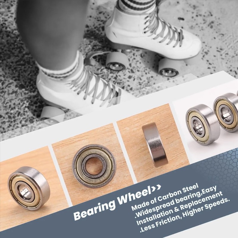 EYVRPAU 8 Pieces Skateboard Bearings, Double Shielded Small Bearings, Replacement