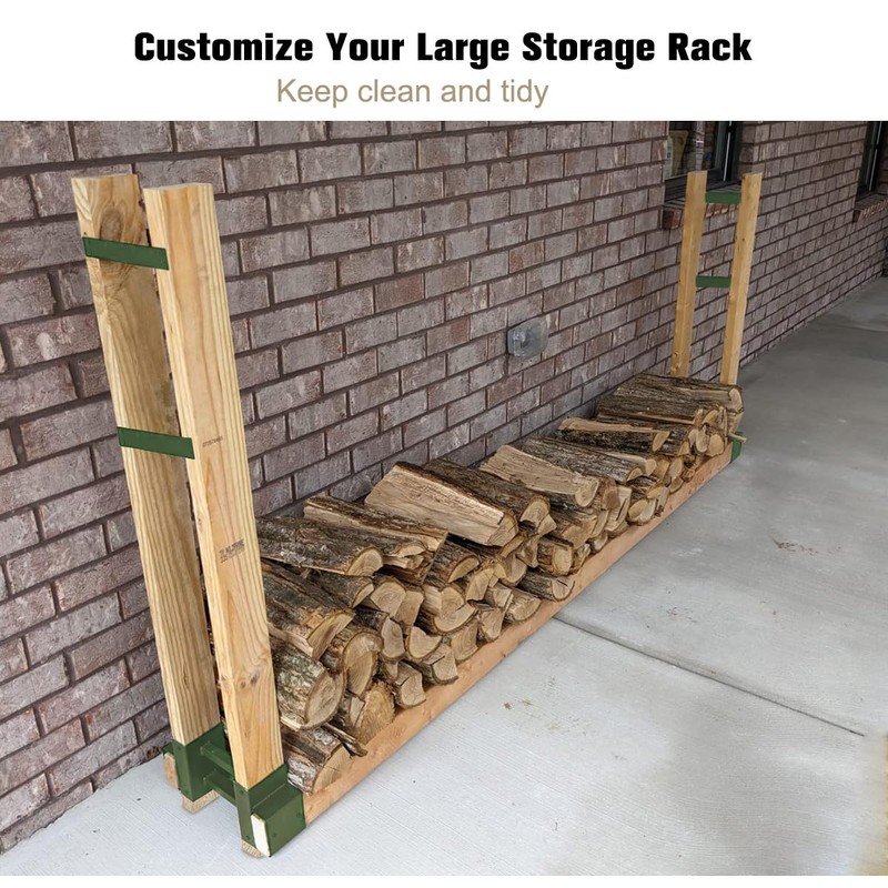 Fiwithy Outdoor Firewood Rack Bracket Kit with 4 Support Bars