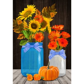 America Forever Fall Mason Jars Floral Garden Flag 12.5 x 18 inch Double Sided Primitive Autumn Sunflowers Daisy Pumpkins Farmhouse Thanksgiving Country Seasonal Yard Patio Lawn Outdoor Decoration