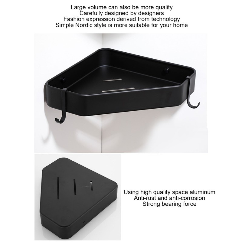 Black Corner Shower Caddy Aluminium Alloy for Bathroom Toilet Kitchen