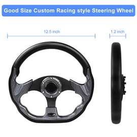 Golf Cart Steering Wheel, Fit EZGO TXT RXV, Club Car DS Precedent Tempo, Yamaha G2-G29 Most Golf Cart, Universal Golf Steering Wheel, Ergonomic Design, D Shape Design