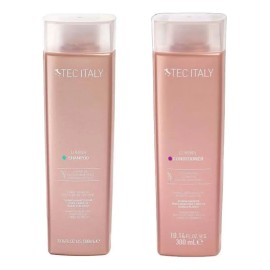 Kit Tatamiento Matizador Para Cabello Rubio Teñido y Decolorado Tec Italy Lumina Shampoo y Acondicionador 300 Ml